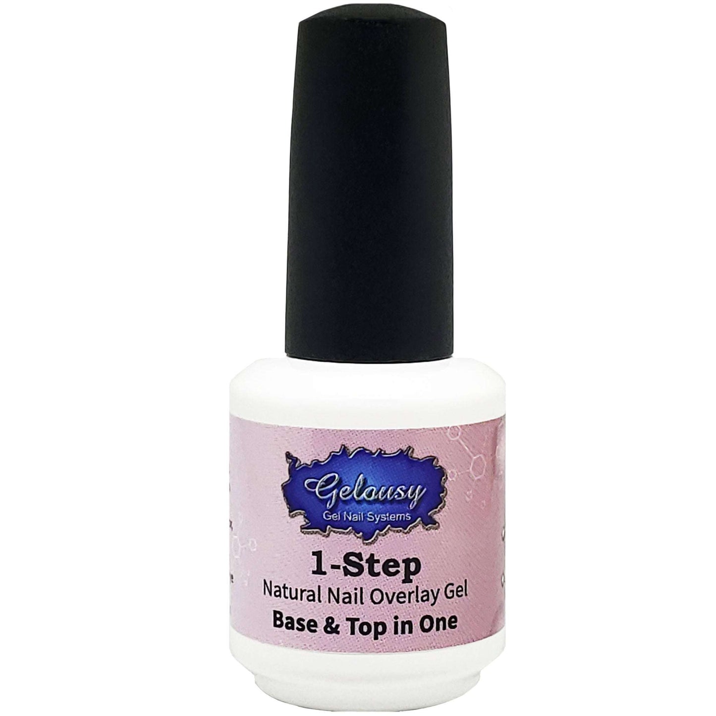 Gelousy 1-Step Gel .6oz bottle for natural nail overlays. Quick and easy application with long lasting strength