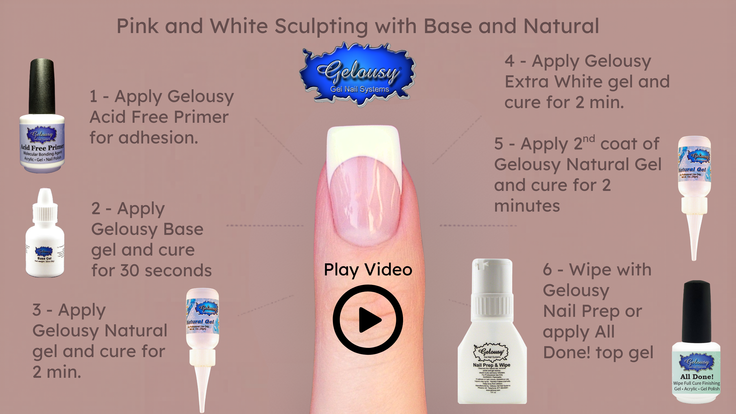 Load video: Sculptured Nails with Gelousy Base and Natural Gel