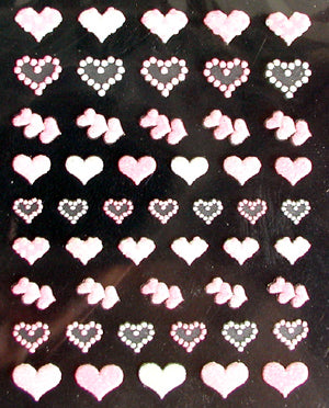 Pink and White Hearts 3D Nail Decal