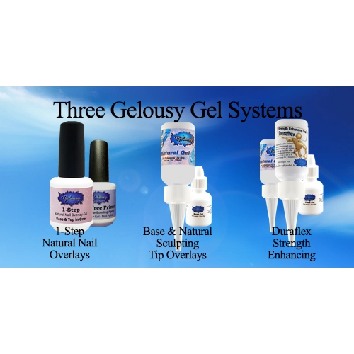 Three Gelousy Gel Systems, hard gel, soft gel, builder gel and strength enhancing