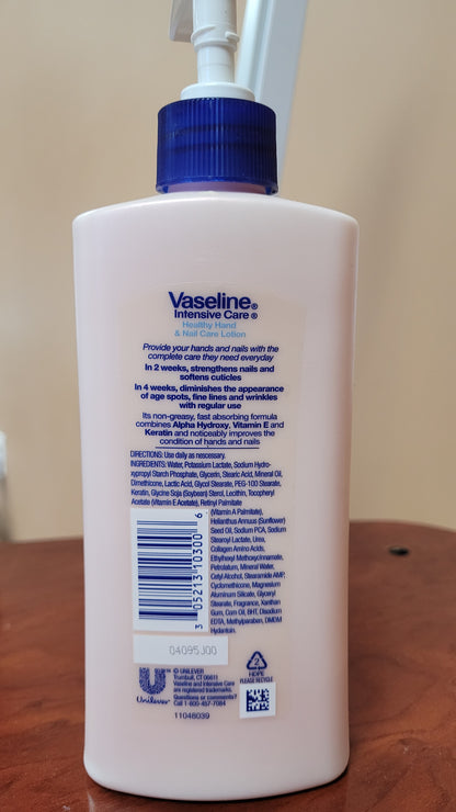 Vaseline Healthy Hand and Nail Lotion with Alpha Hydroxy, Keratin and Vitamin E - 10.5fl oz